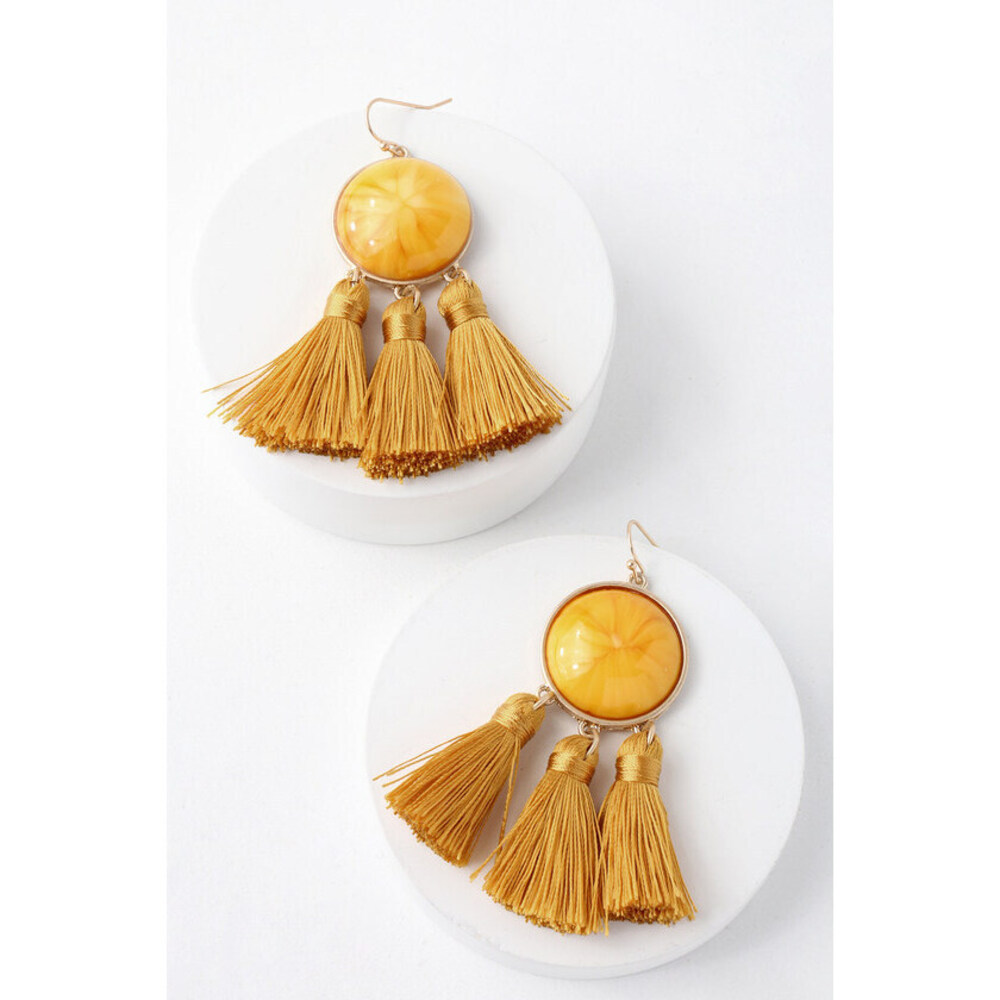 Body and Sol Golden Yellow Tassel Earrings